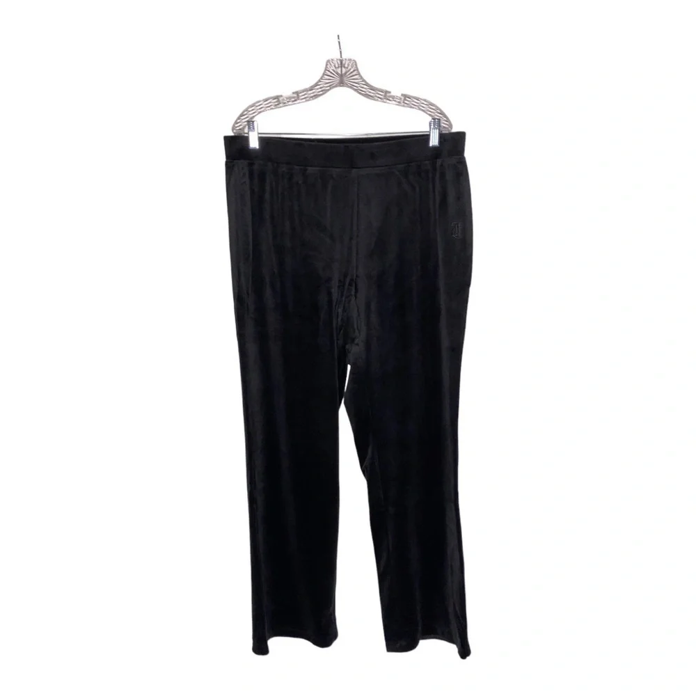 Juicy Couture Soft Velour Track Suit Pant Wide Leg Bottoms Women 1x NEW Black‎